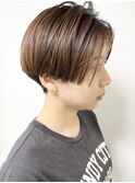 【morio原宿】ハンサムショート刈り上げオレンジベージュ