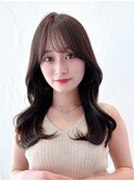 るなstyle 韓国風レイヤーくびれヘア顔まわりショコラブラウン