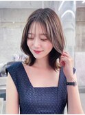 黒髪韓国小顔レイヤーイメチェン暗めオリーブグレークラゲヘアー