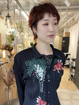 ワール(whirl.) ショートバングマレットショートオレンジブラウン20代30代40代