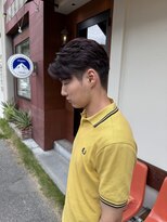 チャプター 問屋町(chapter)&nbsp;ブリーチなしレッドブラウンメンズセンターパートフェザーパーマ