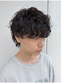 調布メンズパーマサーフカール波巻きパーマセンターパートウルフ