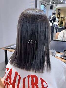 大人の髪質改善/髪質改善ストレート/グレージュカラー×ロブ