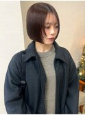 顔周りレイヤー ミニボブ グレージュカラー【鹿児島中央駅】
