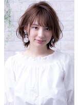 ヘアーアートシフォン 川口東口店(hair art chiffon) ピンクブラウンorグレーベージュの切りっぱなしボブ美髪ヘア