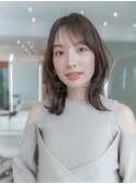大人かわいい前髪セシルカットココアブラウンフリンジウェーブ