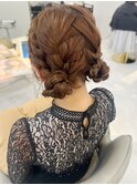 【山田】編み込みツインシニヨン　結婚式ヘアヘアアレンジ