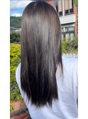 20代30代40代アッシュブラウン_シースルーバングストレートヘア
