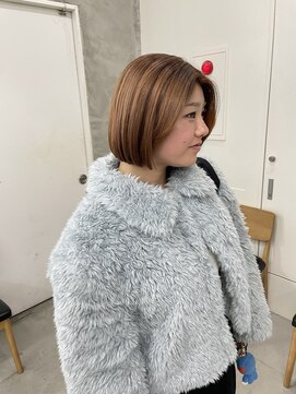 スー 渋谷(suu) 切りっぱなしボブタッセルボブオレンジベージュカラー