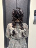 リボンが可愛い＊ふわもこツインあみおろし/結婚式.お呼ばれ
