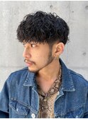 渋谷波巻きパーマメンズマッシュウルフカットツイストパーマ