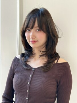 ニューヨークニューヨーク 梅田茶屋町店(NYNY) 前髪ありレイヤーカット　ワンカール　オリーブブラウン