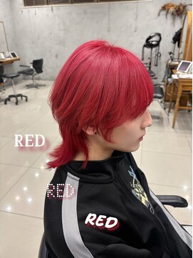 カノエ 防府田島店(canoe) ウルフレイヤー/ブリーチ/似合わせカット/レッドカラー