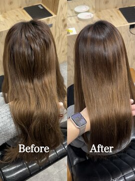 ヌープヘアーアイス(NUUP.hair ici) 【ブリーチ毛の艶髪】透明感のあるクセ強めの縮毛矯正ロング◎