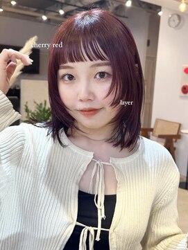 ディッセンバー 渋谷(December) レッドブラウン/ブリーチなし/髪質改善/顔まわりレイヤーカット