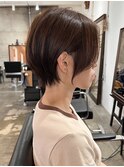 レイヤーボブハイライトカラーミルクティーベージュ
