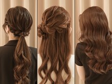 ヘアセット&ヘアメイク BEHIND THE SCENES 表参道の雰囲気（ヘアセット巻き下ろし～アップ・編み込みまで約30分で完成）