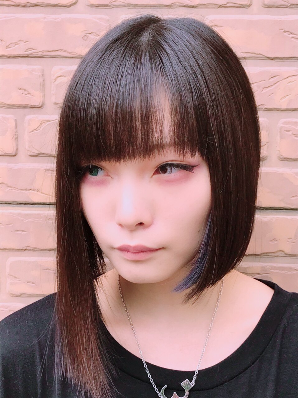 アシンメトリーショートウィッグ❤️黒髪メッシュショート✨ アシンメトリーショートウィッグ❤️黒髪メッシュショート