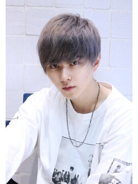 ネイビー(NAVY) ワックスなし サラサラマッシュ ライトシルバー ブリーチカラー