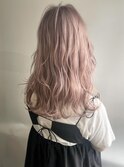 韓国風ペールピンクカラー×外ハネ波ウェーブ