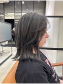 美髪くびれレイヤーブルーグレージュグレージュカラー【梅田】