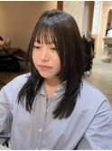 ■  黒髪カタログボブルフネビージュ小顔に見せるヘアワンレン