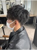 ツーブロックマッシュ 波巻きパーマ