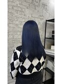 ブリーチハイトーンカラー大人かわいいブルーネイビーカラー