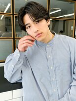 毛流れハンサムショートセンターパートメンズ黒髪爽やか