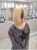 ホワイトブロンド/イメチェンヘアスタイル/髪質改善/外ハネボブ
