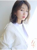 ゆるふわボブ/大人かわいい/シルキーベージュ/シースルーバング