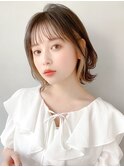 くびれヘアアプリコットオレンジ夏ヘアハイライトカラー