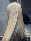 ハイトーンブリーチカラーホワイトブロンドヘア抜きっぱなし20代