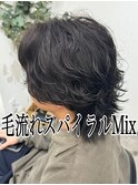 ミディアム/毛流れ/スパイラル/パーマ