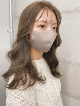 フォンズ(FONS) オルチャンヘア シースルーバング ベージュカラーエアリーミディ