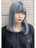 【藤沢横浜】ブルーシルバー/逆インナーカラー/ブルーカラー水色