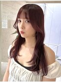 ★ピンクベージュ前髪小顔カット似合わせヘアくびレイヤー★
