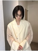 =メンズボブ/ダークアッシュ/ニュアンスパーマ/メンズウルフ