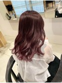 ブリーチなしボルドーカラー！