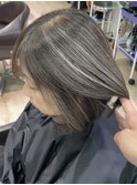 くびれショートボブ40代50代グレイカラー白髪染め白髪ぼかし