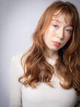 カバーヘア 上尾西口店(COVER HAIR) 透明感カラーコーラルオレンジフェミニンロングz上尾20代30代