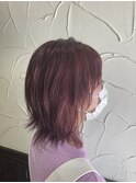 ハイトーンカラー|ピンク|ミディアム|ボブウルフレイヤー