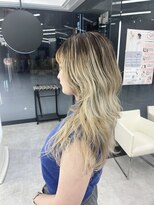 ブラウン(Brown)&nbsp;ブロンドバレイヤージュ×ロングウルフ