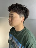 短髪パーマ メンズショート ブラウンカラー