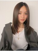 セミロング レイヤーカット 顔周り オリーブベージュ 10代20代