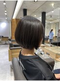 丸みが可愛いナチュラルショートボブ