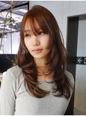 似合わせカット顔周りレイヤー大人ガーリーロング_F31411