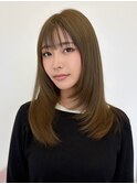 レイヤーカット/ブリーチなしダブルカラー/オリーブベージュ