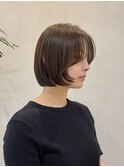 ハンサムショート前下がりボブ切りっぱなしボブニュアンスパーマ