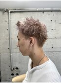 スパイキーショートブリーチカラーダブルカラーダウンパーマ